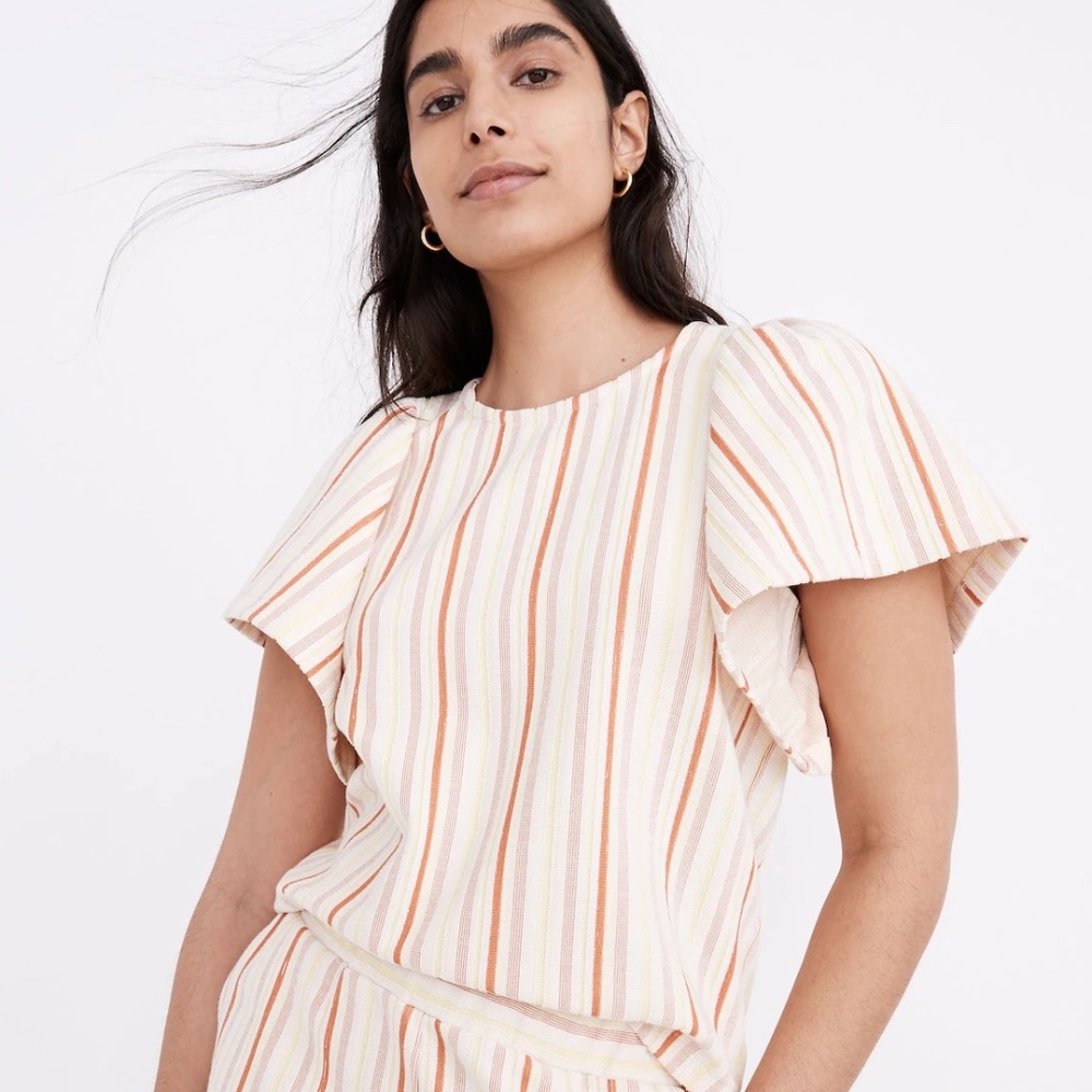 Madewell Rust Multicolor Textured Stripe Flutter … - image 2
